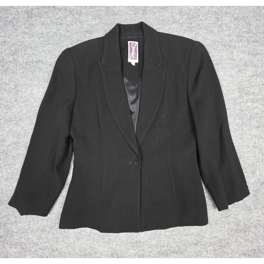 Vintage Zelda Blazer Jacket Women's 6 Black 1-Button Made USA *Interior Wear